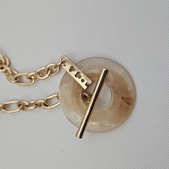 A New Day Toggle and Link Resin Ring Chain Necklace Brown/Gold NWT - Picture 2 of 3